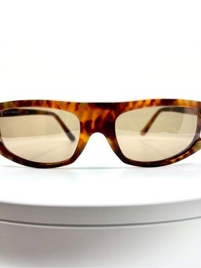 VTG RARE E De Senneville Sunglasses France Tortoise Y2K Slim Rectangular Matrix